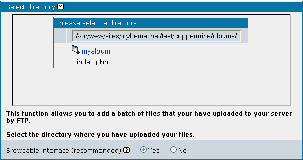 Select Upload Directory