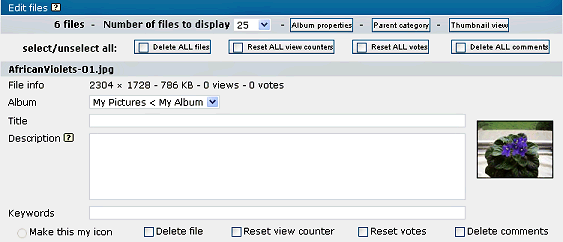 Add title, description, keywords for each picture.
