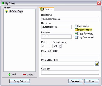 Now you can click the Connect button to log into your FTP server. Transferring Files in CoffeeCup Free FTP