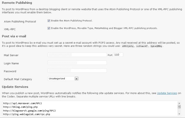 Remote Publishing: Email, Update Services